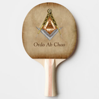 Hand Drawn Square and Compass With All Seeing Eye Ping Pong Paddle
