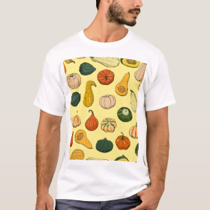 Hand-drawn squashes, seamless vegetable pattern. T-Shirt