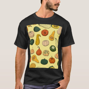 Hand-drawn squashes, seamless vegetable pattern. T-Shirt