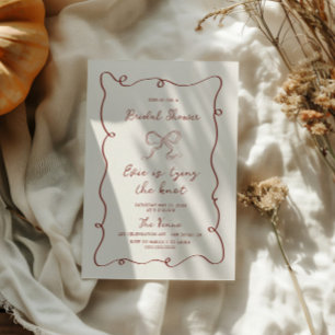 Hand Drawn Squiggle Frame Ribbon Bridal Shower Invitation