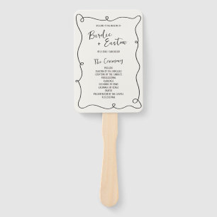 Hand Drawn Squiggle Frame Wedding Program Hand Fan