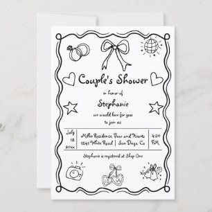 Hand drawn squiggle whimsical couple's shower Invitation