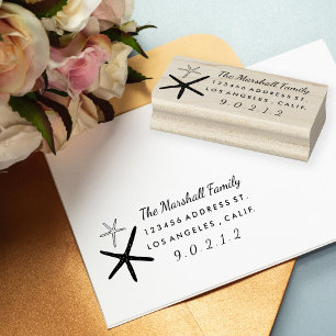 Hand-Drawn Star Fish Rubber Return Address Stamp