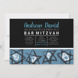HAND-DRAWN STARS Bar Bat Mitzvah Invitation