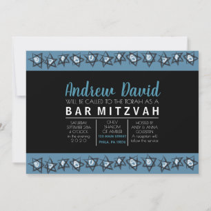 HAND-DRAWN STARS Bar Bat Mitzvah Invitation