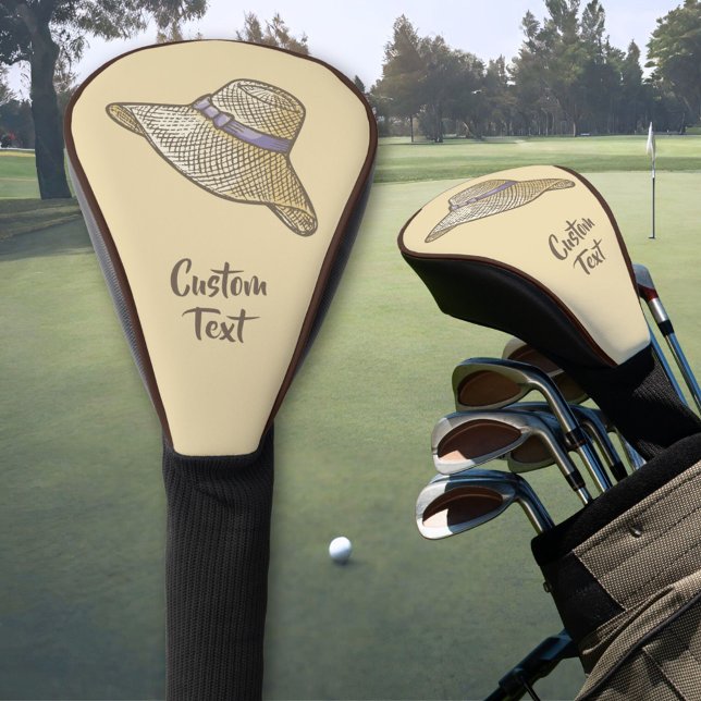 Hand Drawn Straw Hat Beige Golf Head Cover (Creator Uploaded)