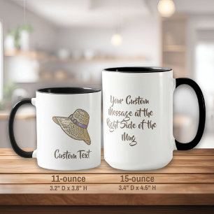 Hand Drawn Straw Hat Beige Mug