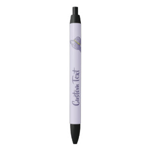 Hand Drawn Straw Hat Lilac Black Ink Pen