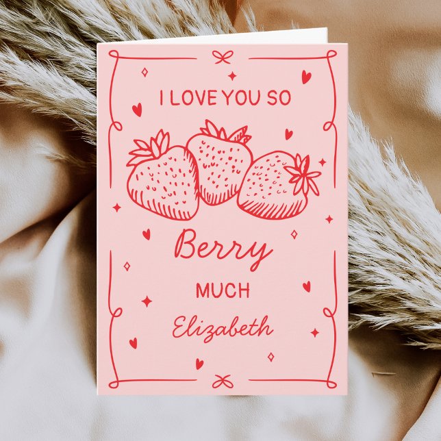 Hand Drawn Strawberries I Love You Valentines Day Holiday Card (Creator Uploaded)