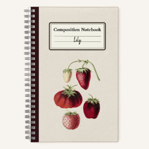 Hand Drawn Strawberries Personalised Composition Notebook