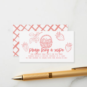 Hand-drawn Strawberry Bridal Shower Recipe Request Enclosure Card