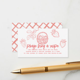 Hand-drawn Strawberry Bridal Shower Recipe Request Enclosure Card