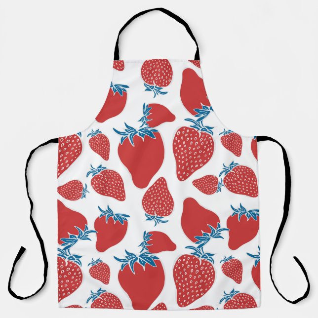 Hand drawn strawberry seamless pattern. background apron (Front)