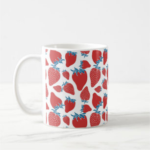 Hand drawn strawberry seamless pattern. background coffee mug