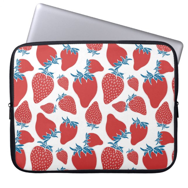 Hand drawn strawberry seamless pattern. background laptop sleeve (Front)