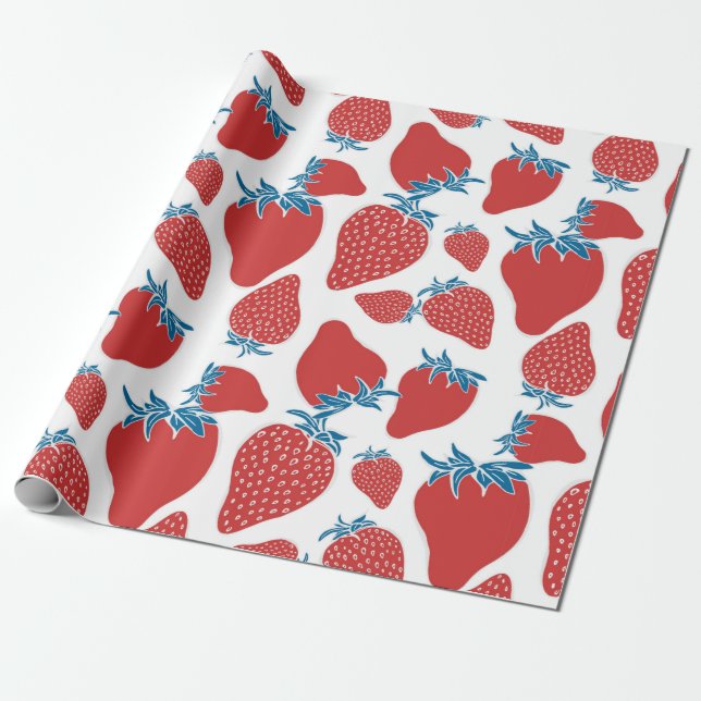 Hand drawn strawberry seamless pattern. background wrapping paper (Unrolled)