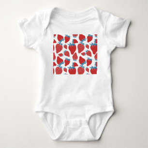 Hand Drawn Strawberry Vintage Pattern Baby Bodysuit