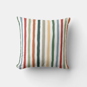 Hand-drawn stripes in art nouveau-inspired colours cushion