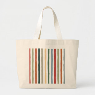 Hand-drawn stripes in art nouveau-inspired colours large tote bag