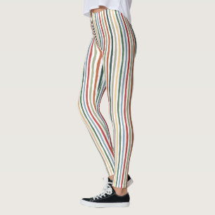 Hand-drawn stripes in art nouveau-inspired colours leggings