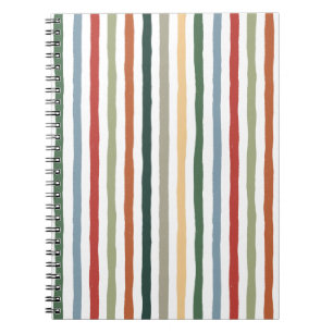 Hand-drawn stripes in art nouveau-inspired colours notebook