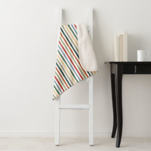 Hand-drawn stripes in art nouveau-inspired colours sherpa blanket