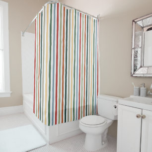 Hand-drawn stripes in art nouveau-inspired colours shower curtain