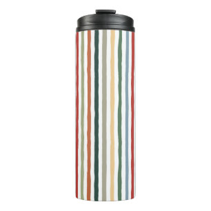 Hand-drawn stripes in art nouveau-inspired colours thermal tumbler