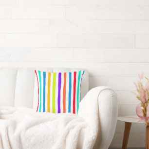 Hand-drawn stripes in bright pop art colours cushion