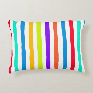 Hand-drawn stripes in bright pop art colours decorative cushion