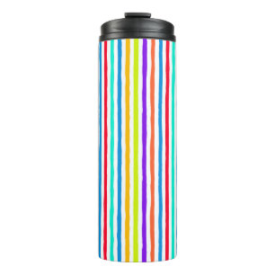 Hand-drawn stripes in bright pop art colours thermal tumbler