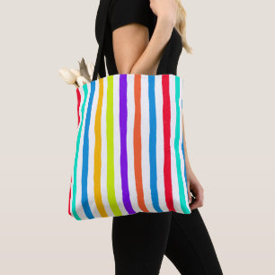 Hand-drawn stripes in bright pop art colours tote bag