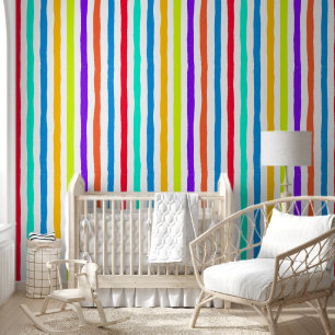 Hand-drawn stripes in bright pop art colours wallpaper
