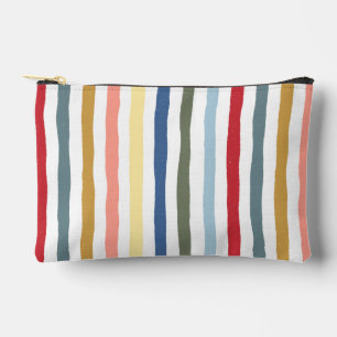Hand-drawn stripes in mid century modern colours accessory pouch