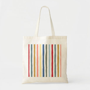 Hand-drawn stripes in mid century modern colours tote bag