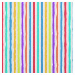 Hand-Drawn Stripes in Pop Art Shades Fabric