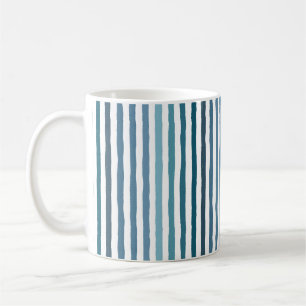 Hand-drawn stripes in shades of sea-inspired blue coffee mug