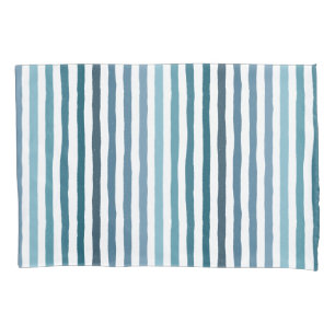 Hand-drawn stripes in shades of sea-inspired blue pillowcase