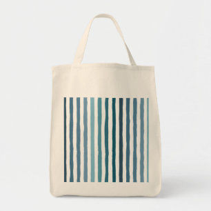 Hand-drawn stripes in shades of sea-inspired blue tote bag