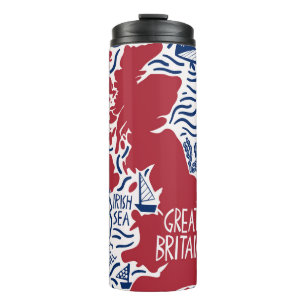 hand drawn stylised map of the United Kingdom. Tra Thermal Tumbler