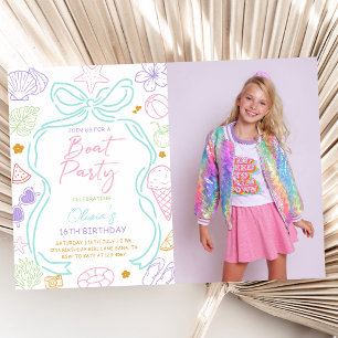 Hand Drawn Summer Boat Birthday Party Invitation