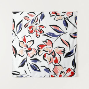 Hand drawn summer floral backround. Botanical seam Tapestry