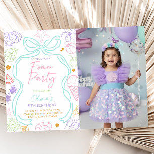 Hand Drawn Summer Foam Birthday Party Invitation
