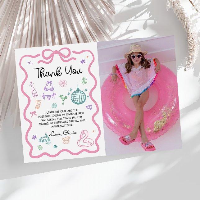 Hand Drawn Summer Fun Pool Party Birthday Photo  (Creator Uploaded)