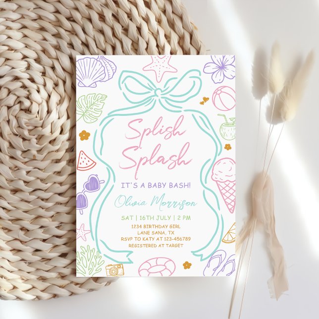 Hand Drawn Summer Pool Baby Shower  Invitation (Creator Uploaded)