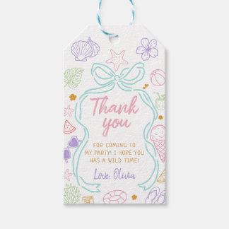 Hand Drawn Summer Pool Party Birthday Gift Tags