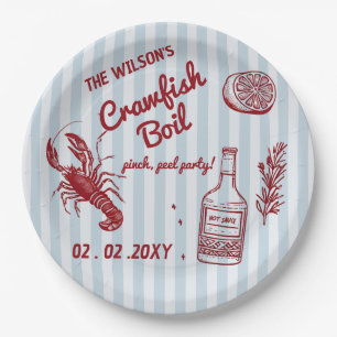 Hand Drawn Summer Seafood Crawfish Boil Party  Paper Plate
