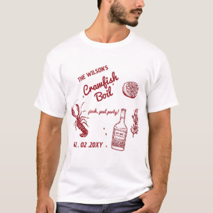 Hand Drawn Summer Seafood Crawfish Boil Party  T-Shirt