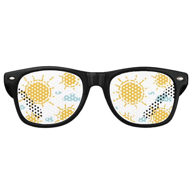 Hand Drawn Summer Sun Pattern Retro Sunglasses (Front)