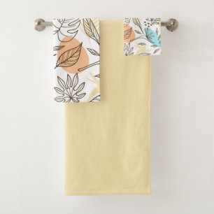 Hand drawn summer tropical pattern bath towel set